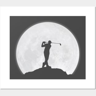 Golfer man and the Moon Posters and Art